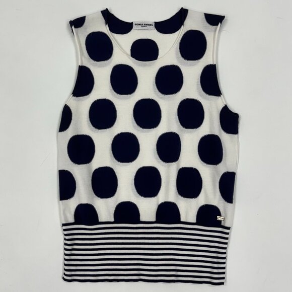 Sonia Rykiel Polka Dot Knit Sleeveless Top - Picture 1 of 7